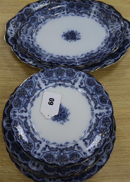 A late Victorian Hanley semi-porcelain Glenwood pattern twenty six piece part dinner service